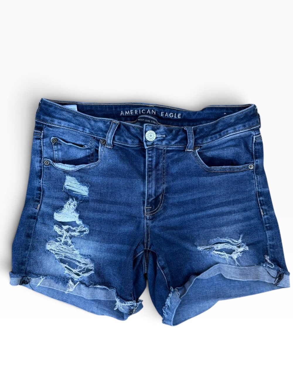American Eagle Next Level Stretch Boho Distressed Destroyed Cut Off Shorts sz 12
